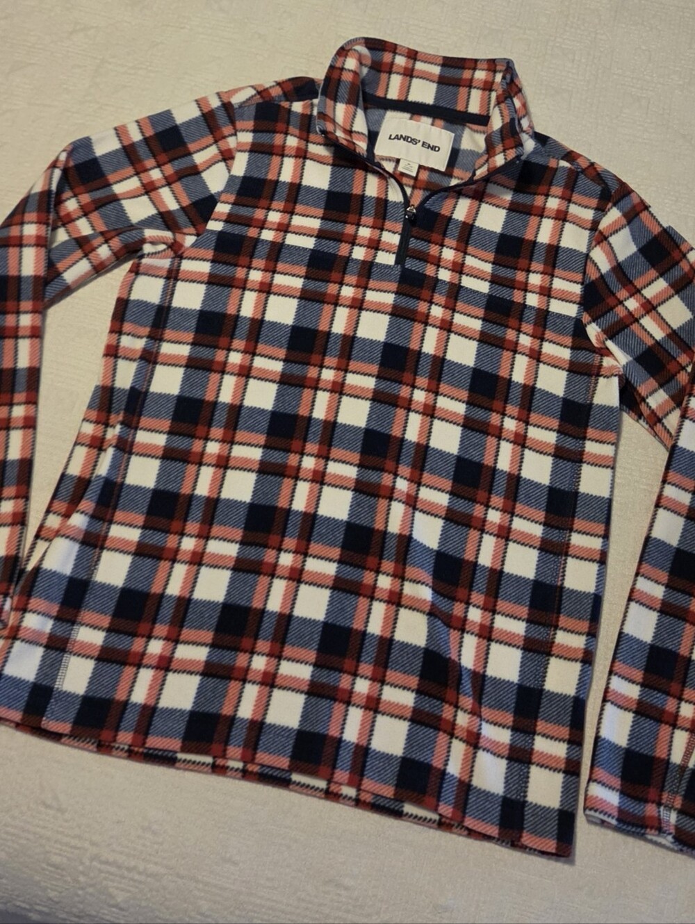 Lands' End Thermacheck 100 Fleece Quarter-Zip Pullover, Men's Size Small